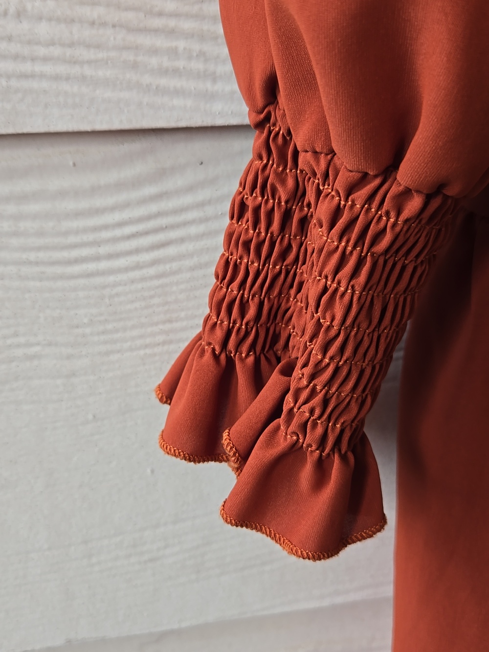 SHEIN Rust Smocked Long-Sleeve Tiered Maxi Dress - Picture 5 of 9